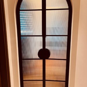 Slim profile aluminium glass door with contemporary design